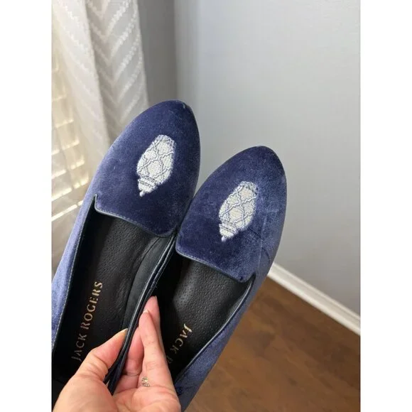 Jack Rogers Blue Pottery Suede Chinoissoire Loafers Women's Sizes US8 - Picture 7 of 7